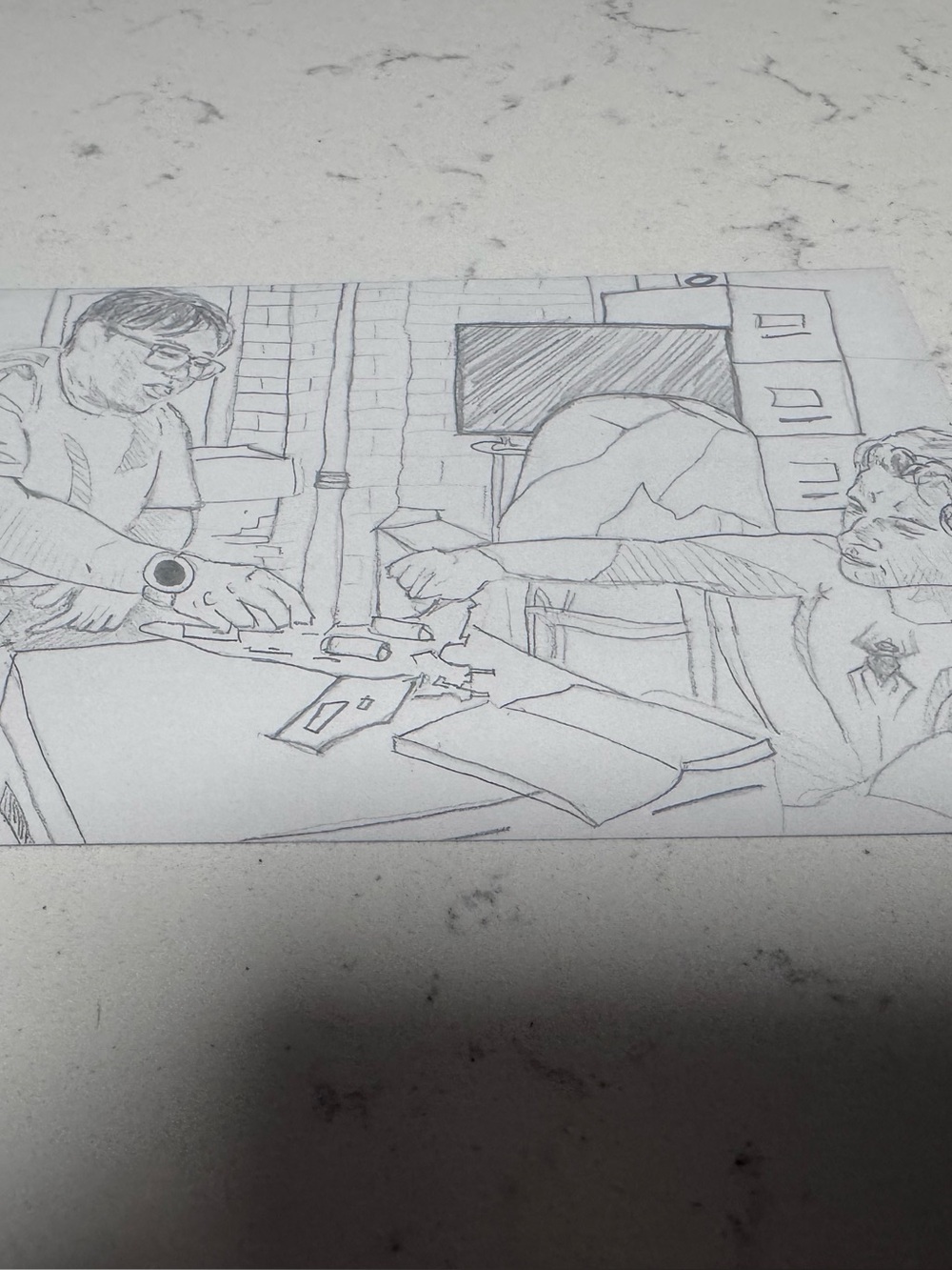 Spiderman Black and White Pencil Sketch postcard